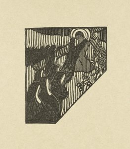 Illustrasjon som viser Kristus og nonner som bærer korset med et dikt i diktsamlingen Sagesse av Paul Verlaine Deux nouveau bois pour Sagess de Paul Verlaine L