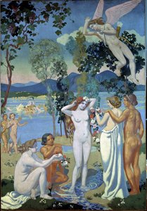 Historien om Psyche (Panel 1: Eros truffet av skjønnheten til Psyche). Maleri av Maurice Denis (1870-1943) av Maurice Denis