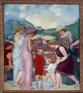 De første trinnene. En ung gutt tar sine første skritt foran moren og familien av Maurice Denis