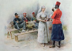 Favorittsykepleieren med zouaver og soldater under første verdenskrig, 1915