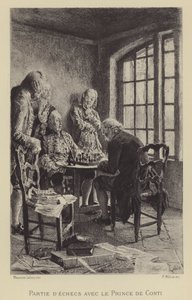 Sjakkspill med prinsen av Conti (gravyr) av Maurice Leloir
