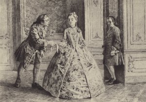 Illustrasjon for bok III av The Confessions of Jean-Jacques Rousseau (gravering) av Maurice Leloir