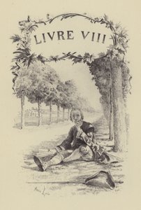Illustrasjon for bok VIII av The Confessions of Jean-Jacques Rousseau (gravering) av Maurice Leloir