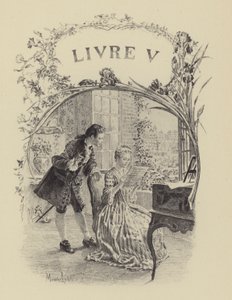 Illustrasjon for bok V av The Confessions of Jean-Jacques Rousseau (gravering) av Maurice Leloir