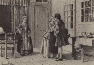 Illustrasjon for bok V av The Confessions of Jean-Jacques Rousseau (gravering) av Maurice Leloir