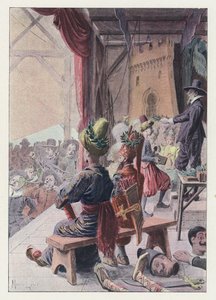Illustrasjon for Gil Blas (farge litho) av Maurice Leloir