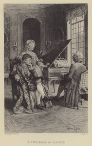 Jean-Jacques Rousseau ved cembalo (gravyr) av Maurice Leloir