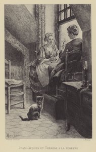 Jean-Jacques og Therese ved vinduet (gravyr) av Maurice Leloir