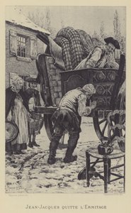 Jean-Jacques forlater Eremitasjen (gravyr) av Maurice Leloir