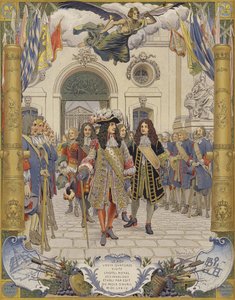 Kong Louis XIV og åpningen av LHotel Royal Des Invalides av Maurice Leloir