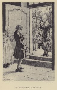 Madame de Houtetout ved Eremitasjen (gravering) av Maurice Leloir