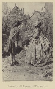 Møte mellom Jean-Jacques Rousseau og Madame de Warens (gravering) av Maurice Leloir