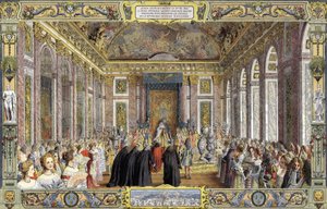 Reparasjon gjort til Louis XIV kjent som solkongen (kong Soleil eller Louis den store av Maurice Leloir