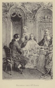 Rousseau besøker Madame Dupin (gravering) av Maurice Leloir