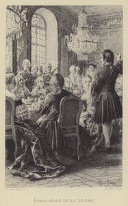 Forklaringen av mottoet (gravyr) av Maurice Leloir