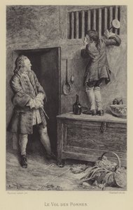 Tyveri av epler (gravyr) av Maurice Leloir