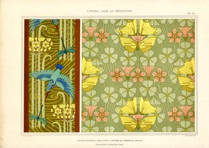 Sommerfugler og fugler som ornamentikk i jugendstil (lito)