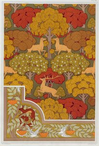 Design for tapeter og tapeter kanter "Deer in the Trees" og "Squirrel with Birds and Mountain Ash" fra "L