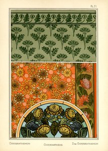 Krysantemum (farge litho) av Maurice Pillard Verneuil