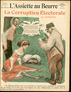 Omslag til “L'Assiette au Beurre”, nummer 473, Satirisk i farger av Maurice Radiguet
