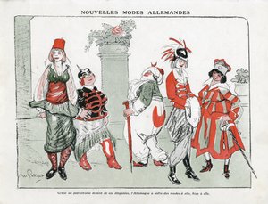 Illustrasjon av Maurice Radiguet (1866-1941) i Mode i Tyskland, ca. 1915 - Nye tyske moduser - 14-18-krigen, Tyskland Preussen, Tyrkia, Mote, Triplice - Kvinner av Maurice Radiguet
