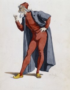 Kostyme og teaterkarakter: Pantalone (bukser, lege) Dekk fra "" Masques et bouffons"" (italiensk komedie), tekst og tegninger av Maurice Sand, trykk av A. Manceau, forord av Georges Sand, Paris, Michel Lévy Frères av Maurice Sand