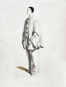 Pierrot fra ""Masques et bouffons"" (italiensk komedie), tekst og tegninger av Maurice Sand, etsninger av A. Manceau, forord av Georges Sand, Paris, Michel Lévy Frères av Maurice Sand