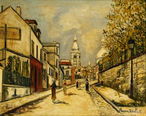 Rue de l#39;Abreuvoir i Montmartre av Maurice Utrillo