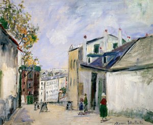 Gatescene i Montmartre, Paris (olje på lerret)