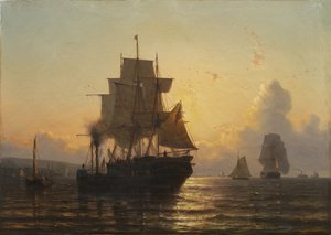 Tropical Sunset at Sea, 1861 olje på lerret