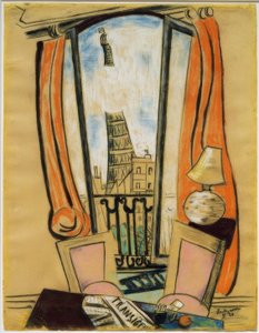 Utsikt fra vinduet (Eiffeltårnet) av Max Beckmann