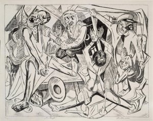 Natten (blad 7 fra: «Helvete») av Max Beckmann