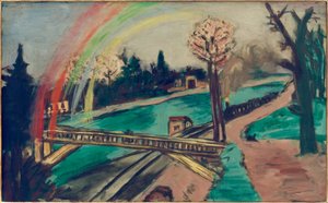 Jernbanelandskap med regnbue av Max Beckmann