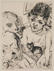 Kveld (Selvportrett med Battenbergs), plate 10 fra porteføljen "Ansikter" av Max Beckmann