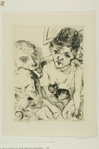 Kveld, tallerken ti fra ansikter av Max Beckmann