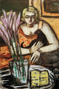 Kvinne med katt av Max Beckmann
