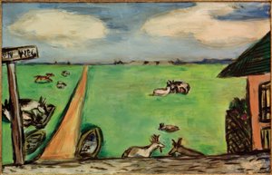 Grønn eng med kyr av Max Beckmann