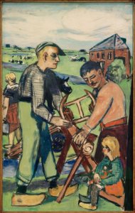Tresag med barn (nederlandsk tresag) av Max Beckmann