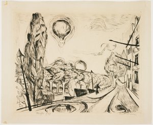 Landskap med ballong av Max Beckmann