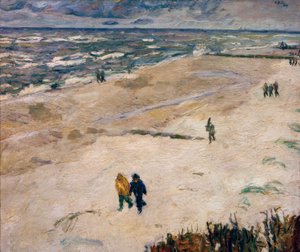 Folk etter jobb ved sjøen (På stranden i Wangerooge) av Max Beckmann