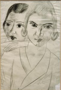 Pizchen og Quappi - dobbeltportrett av Marie-Louise von Motesiczky og Mathilde von Kaulbach av Max Beckmann