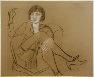 Quappi, røyker i klubbstolen av Max Beckmann