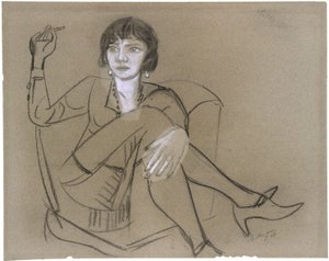 Quappi i en klubbstol, røykende av Max Beckmann