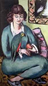 Quappie med en papegøye av Max Beckmann