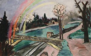Jernbanebroen og regnbuen av Max Beckmann