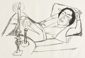 Tilbakelent kvinne (portrett av Johanna Loeb) av Max Beckmann