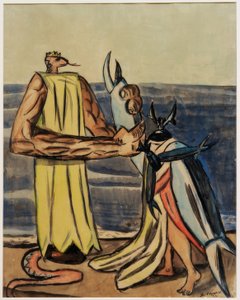 Snake King og Stag Beetle Bride av Max Beckmann