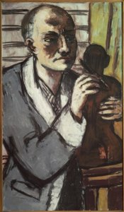 Selvportrett med grå morgenkåpe av Max Beckmann