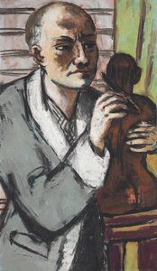 Selvportrett med grå morgenkåpe av Max Beckmann