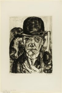 Selvportrett i bowlerhatt av Max Beckmann